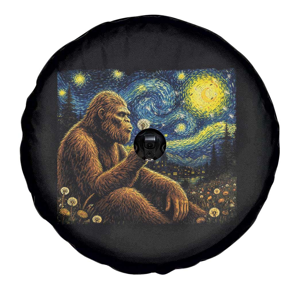 Bigfoot Blowing Dandelion Starry Night Spare Tire Cover Cryptid Mythical Creature National Park Monster Gift