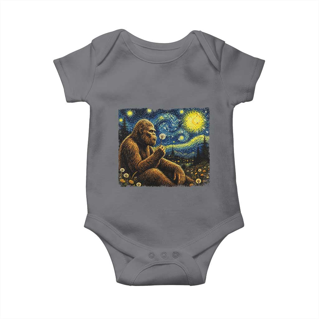 Bigfoot Blowing Dandelion Starry Night Baby Onesie Cryptid Mythical Creature National Park Monster Gift