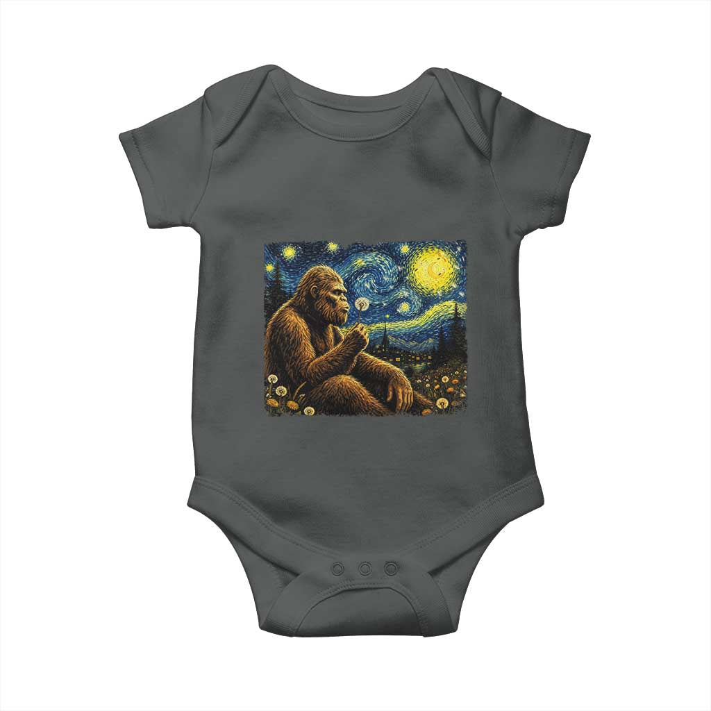 Bigfoot Blowing Dandelion Starry Night Baby Onesie Cryptid Mythical Creature National Park Monster Gift