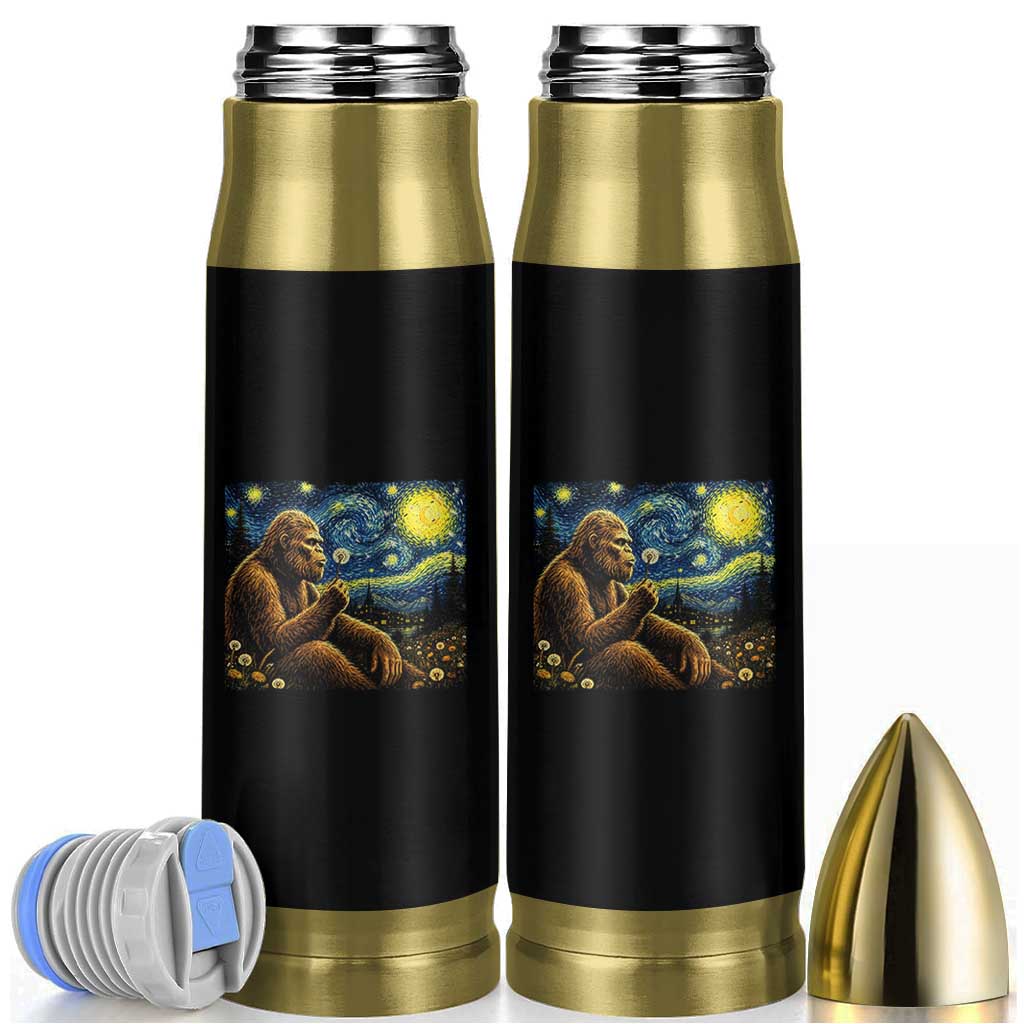 Bigfoot Blowing Dandelion Starry Night Bullet Tumbler Cryptid Mythical Creature National Park Monster Gift