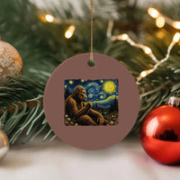 Bigfoot Blowing Dandelion Starry Night Ceramic Ornament Cryptid Mythical Creature National Park Monster Gift