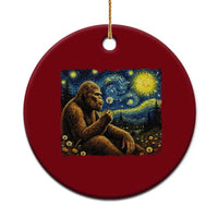 Bigfoot Blowing Dandelion Starry Night Ceramic Ornament Cryptid Mythical Creature National Park Monster Gift