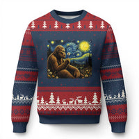 Bigfoot Blowing Dandelion Starry Night Ugly Christmas Sweater Cryptid Mythical Creature National Park Monster Gift