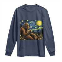 Bigfoot Blowing Dandelion Starry Night Long Sleeve Shirt Cryptid Mythical Creature National Park Monster Gift
