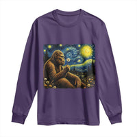 Bigfoot Blowing Dandelion Starry Night Long Sleeve Shirt Cryptid Mythical Creature National Park Monster Gift