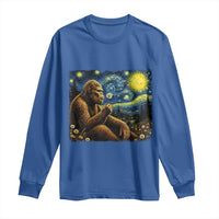 Bigfoot Blowing Dandelion Starry Night Long Sleeve Shirt Cryptid Mythical Creature National Park Monster Gift