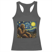 Bigfoot Blowing Dandelion Starry Night Racerback Tank Top Cryptid Mythical Creature National Park Monster Gift