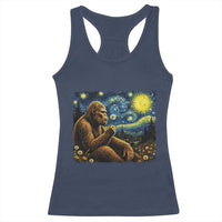 Bigfoot Blowing Dandelion Starry Night Racerback Tank Top Cryptid Mythical Creature National Park Monster Gift