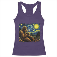 Bigfoot Blowing Dandelion Starry Night Racerback Tank Top Cryptid Mythical Creature National Park Monster Gift