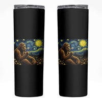Bigfoot Blowing Dandelion Starry Night Skinny Tumbler Cryptid Mythical Creature National Park Monster Gift
