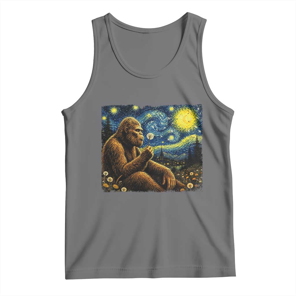 Bigfoot Blowing Dandelion Starry Night Tank Top Cryptid Mythical Creature National Park Monster Gift