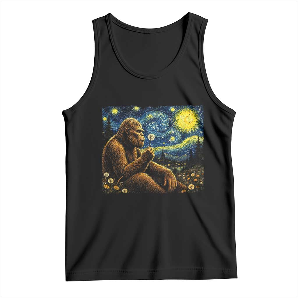 Bigfoot Blowing Dandelion Starry Night Tank Top Cryptid Mythical Creature National Park Monster Gift