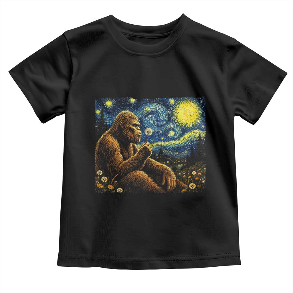 Bigfoot Blowing Dandelion Starry Night Toddler T Shirt Cryptid Mythical Creature National Park Monster Gift