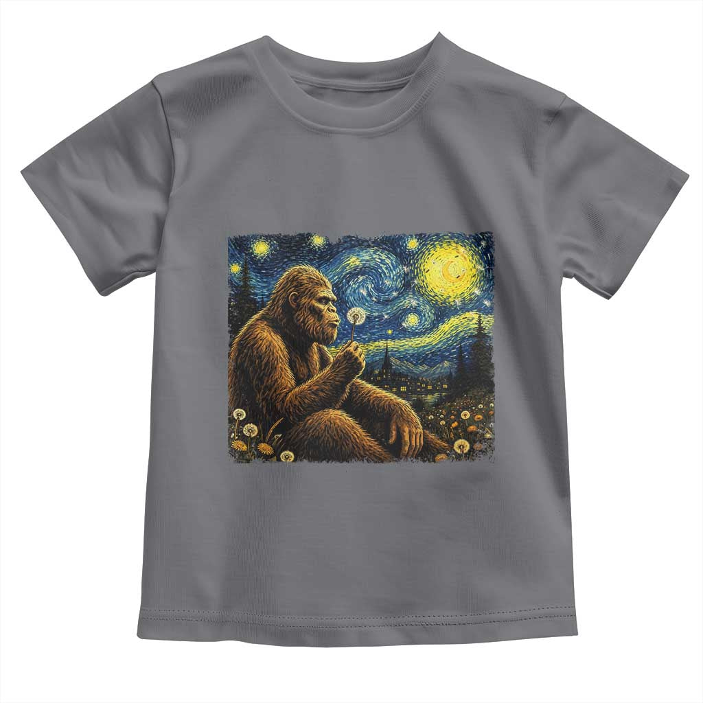 Bigfoot Blowing Dandelion Starry Night Toddler T Shirt Cryptid Mythical Creature National Park Monster Gift