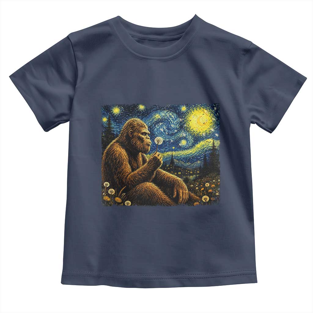 Bigfoot Blowing Dandelion Starry Night Toddler T Shirt Cryptid Mythical Creature National Park Monster Gift