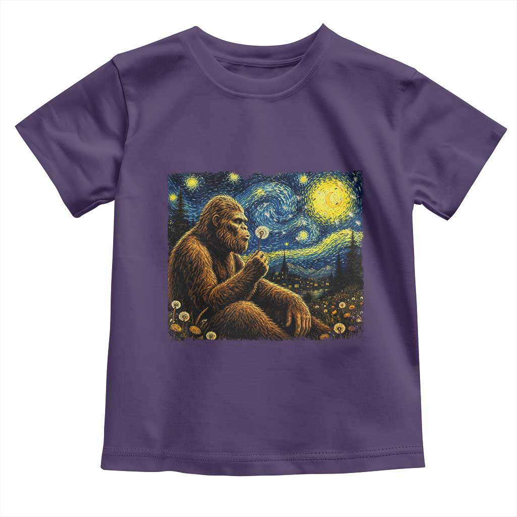 Bigfoot Blowing Dandelion Starry Night Toddler T Shirt Cryptid Mythical Creature National Park Monster Gift