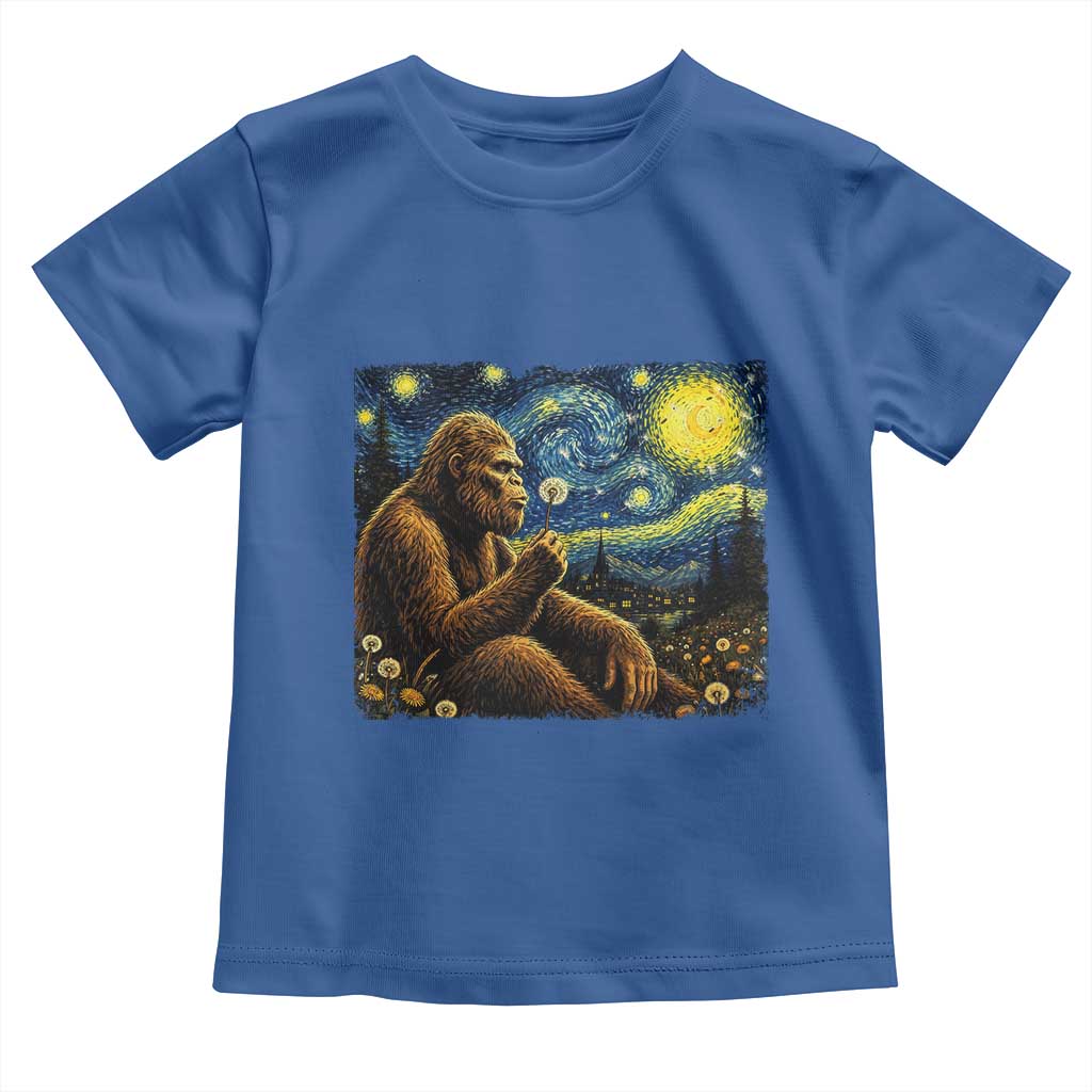 Bigfoot Blowing Dandelion Starry Night Toddler T Shirt Cryptid Mythical Creature National Park Monster Gift