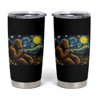 Bigfoot Blowing Dandelion Starry Night Tumbler Cup Cryptid Mythical Creature National Park Monster Gift