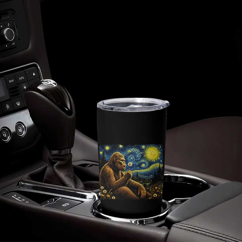 Bigfoot Blowing Dandelion Starry Night Tumbler Cup Cryptid Mythical Creature National Park Monster Gift