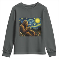 Bigfoot Blowing Dandelion Starry Night Youth Sweatshirt Cryptid Mythical Creature National Park Monster Gift