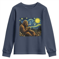 Bigfoot Blowing Dandelion Starry Night Youth Sweatshirt Cryptid Mythical Creature National Park Monster Gift