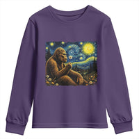 Bigfoot Blowing Dandelion Starry Night Youth Sweatshirt Cryptid Mythical Creature National Park Monster Gift