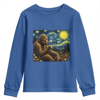 Bigfoot Blowing Dandelion Starry Night Youth Sweatshirt Cryptid Mythical Creature National Park Monster Gift