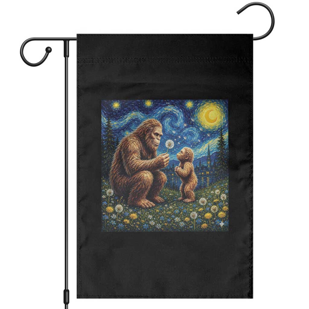 Bigfoot Blowing Dandelion Starry Night Garden Flag Sasquatch Dad Fathers Day Father Son Matching