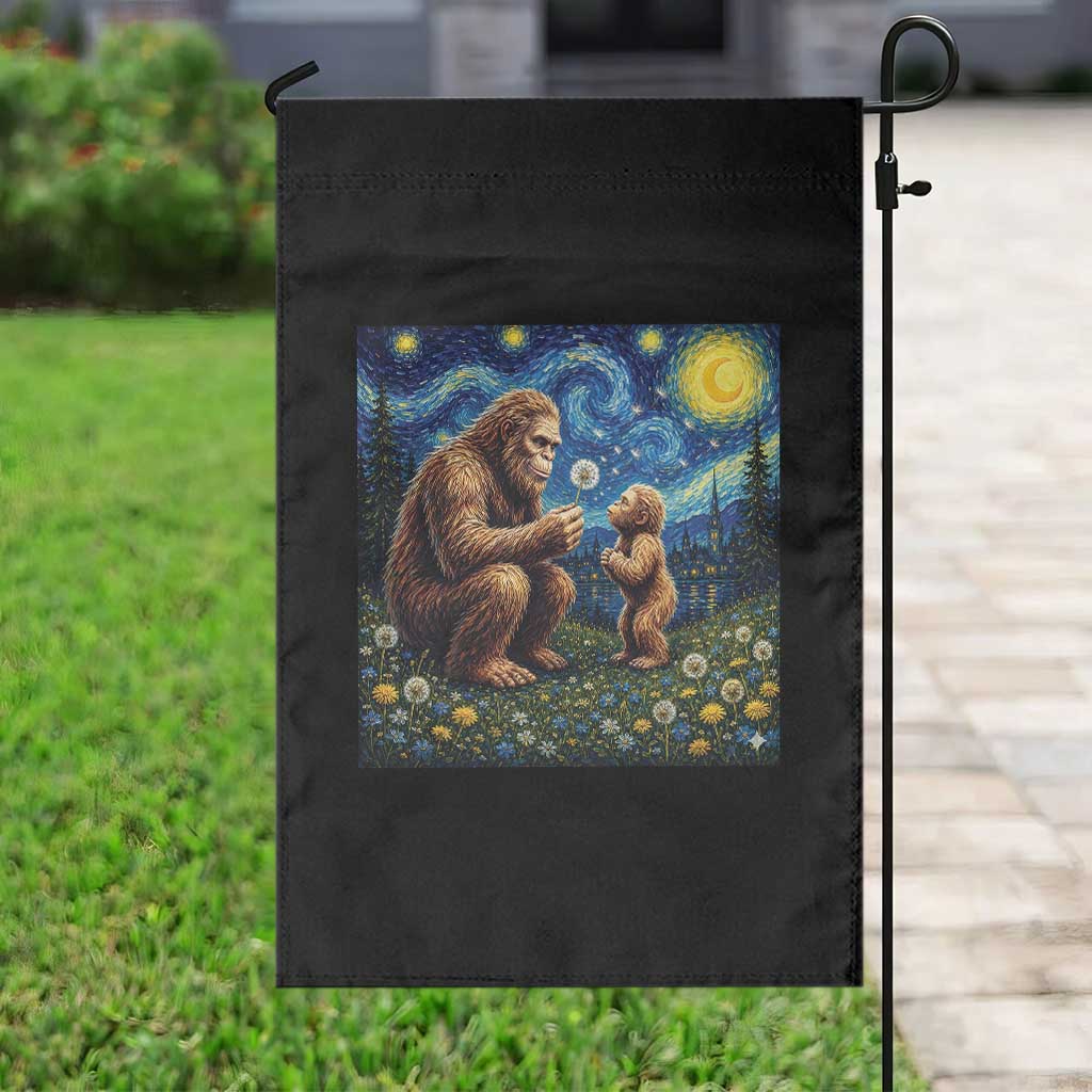Bigfoot Blowing Dandelion Starry Night Garden Flag Sasquatch Dad Fathers Day Father Son Matching