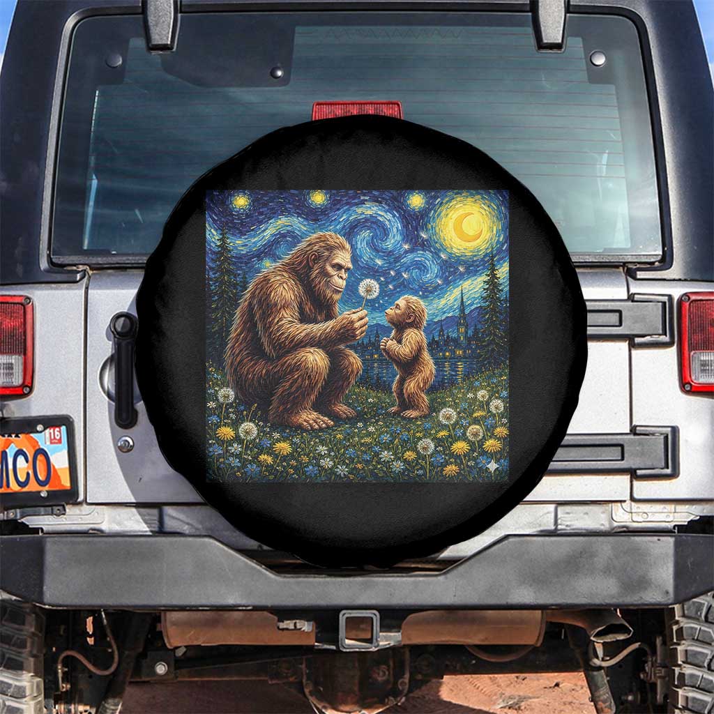 Bigfoot Blowing Dandelion Starry Night Spare Tire Cover Sasquatch Dad Fathers Day Father Son Matching