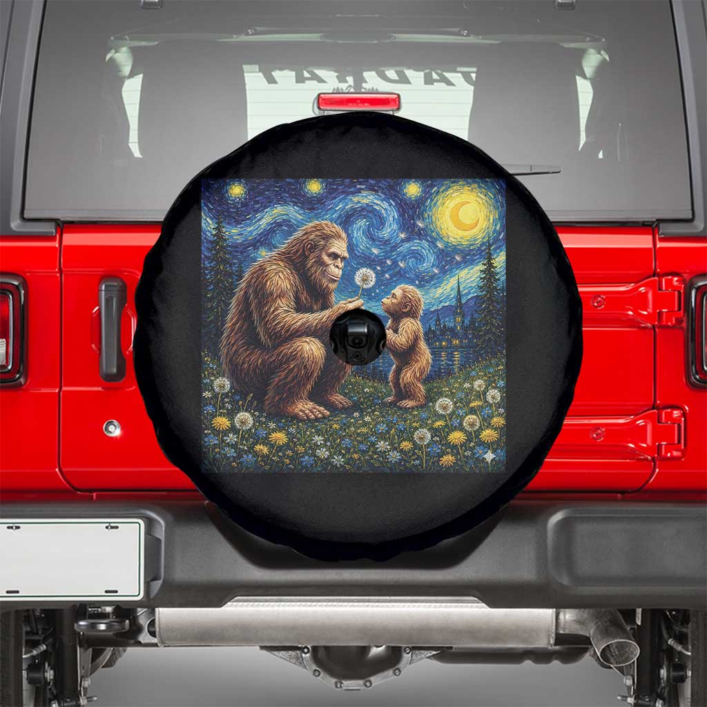 Bigfoot Blowing Dandelion Starry Night Spare Tire Cover Sasquatch Dad Fathers Day Father Son Matching
