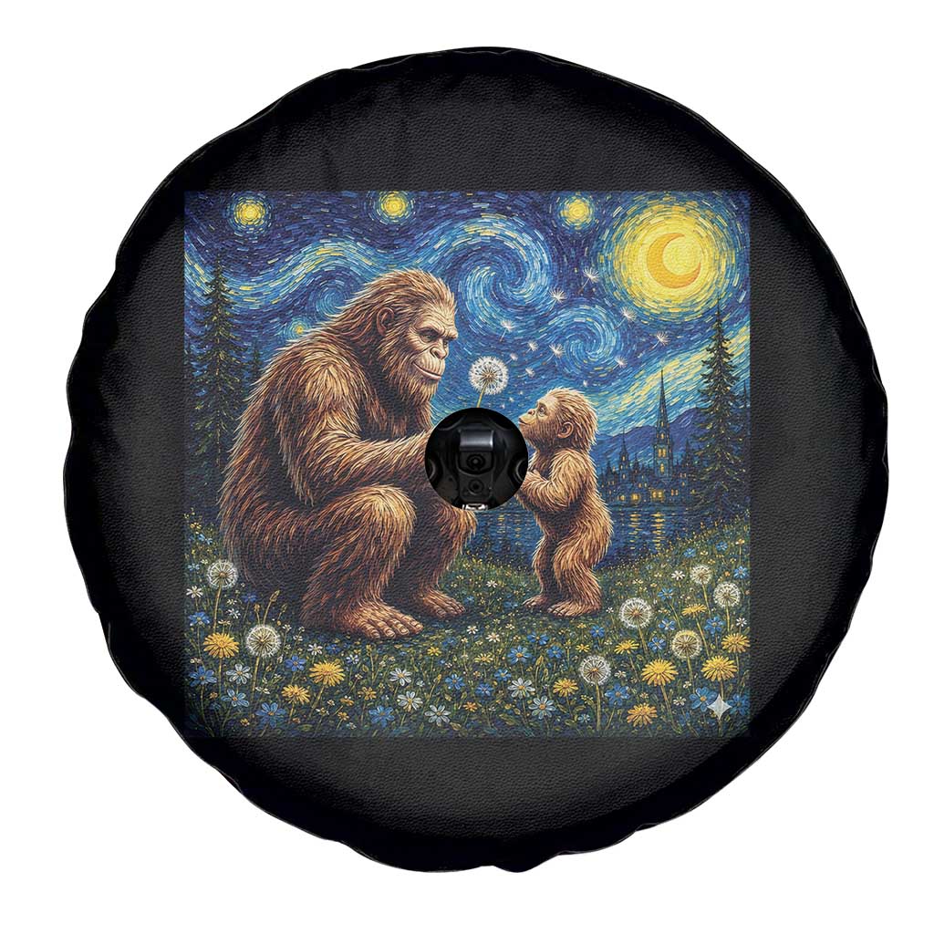 Bigfoot Blowing Dandelion Starry Night Spare Tire Cover Sasquatch Dad Fathers Day Father Son Matching