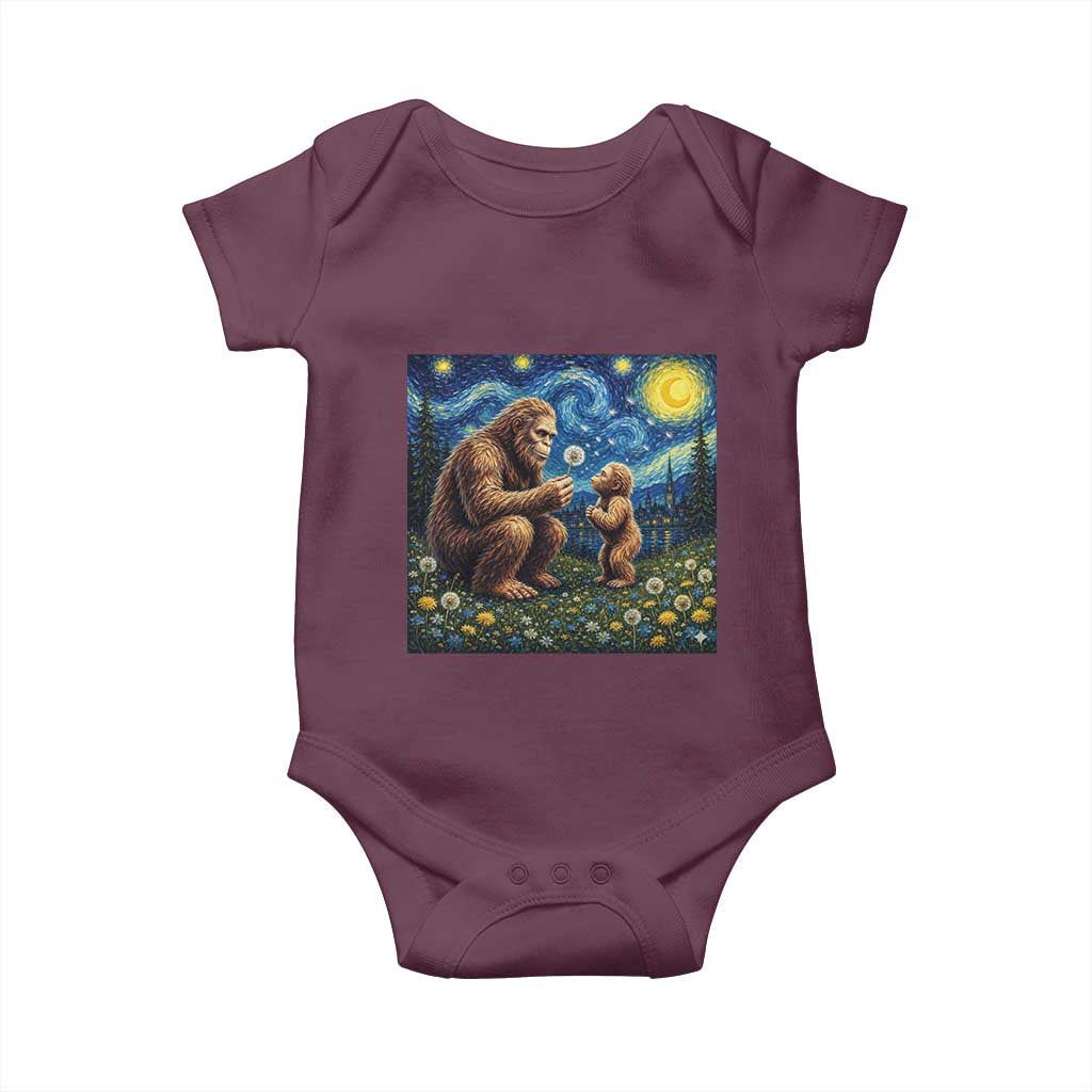 Bigfoot Blowing Dandelion Starry Night Baby Onesie Sasquatch Dad Fathers Day Father Son Matching