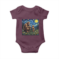 Bigfoot Blowing Dandelion Starry Night Baby Onesie Sasquatch Dad Fathers Day Father Son Matching