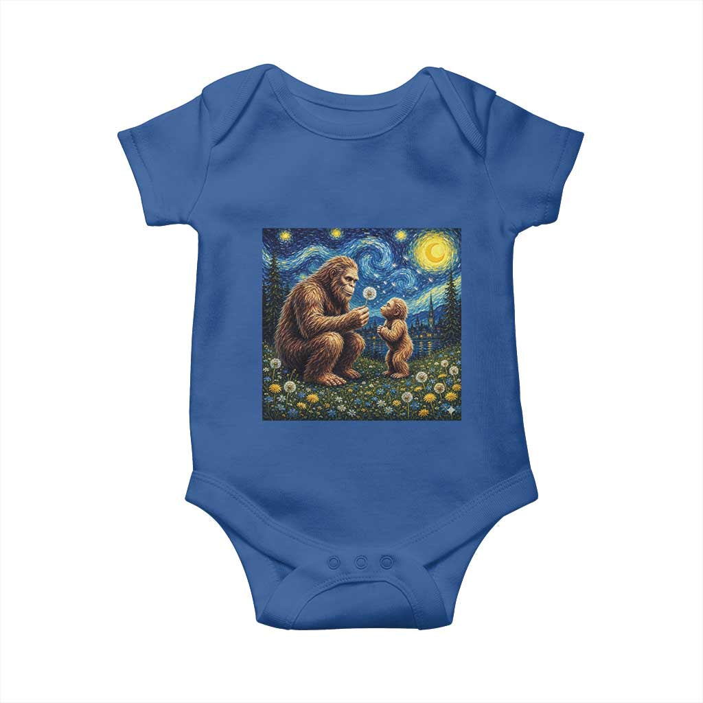 Bigfoot Blowing Dandelion Starry Night Baby Onesie Sasquatch Dad Fathers Day Father Son Matching