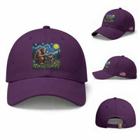 Bigfoot Blowing Dandelion Starry Night Baseball Cap Sasquatch Dad Fathers Day Father Son Matching