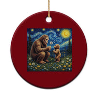 Bigfoot Blowing Dandelion Starry Night Ceramic Ornament Sasquatch Dad Fathers Day Father Son Matching