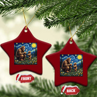 Bigfoot Blowing Dandelion Starry Night Ceramic Ornament Sasquatch Dad Fathers Day Father Son Matching