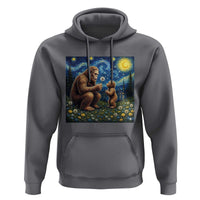 Bigfoot Blowing Dandelion Starry Night Hoodie Sasquatch Dad Fathers Day Father Son Matching