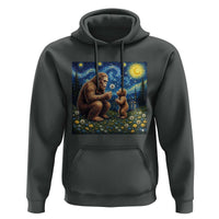 Bigfoot Blowing Dandelion Starry Night Hoodie Sasquatch Dad Fathers Day Father Son Matching