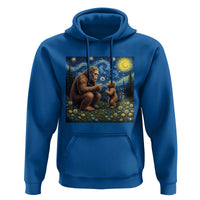 Bigfoot Blowing Dandelion Starry Night Hoodie Sasquatch Dad Fathers Day Father Son Matching