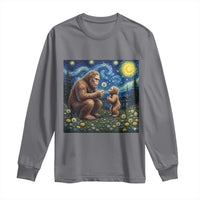 Bigfoot Blowing Dandelion Starry Night Long Sleeve Shirt Sasquatch Dad Fathers Day Father Son Matching