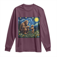Bigfoot Blowing Dandelion Starry Night Long Sleeve Shirt Sasquatch Dad Fathers Day Father Son Matching