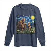 Bigfoot Blowing Dandelion Starry Night Long Sleeve Shirt Sasquatch Dad Fathers Day Father Son Matching