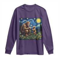 Bigfoot Blowing Dandelion Starry Night Long Sleeve Shirt Sasquatch Dad Fathers Day Father Son Matching