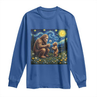 Bigfoot Blowing Dandelion Starry Night Long Sleeve Shirt Sasquatch Dad Fathers Day Father Son Matching
