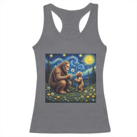 Bigfoot Blowing Dandelion Starry Night Racerback Tank Top Sasquatch Dad Fathers Day Father Son Matching