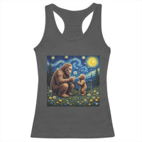 Bigfoot Blowing Dandelion Starry Night Racerback Tank Top Sasquatch Dad Fathers Day Father Son Matching