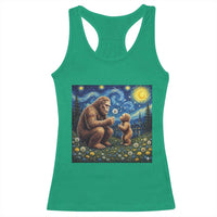 Bigfoot Blowing Dandelion Starry Night Racerback Tank Top Sasquatch Dad Fathers Day Father Son Matching