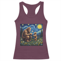 Bigfoot Blowing Dandelion Starry Night Racerback Tank Top Sasquatch Dad Fathers Day Father Son Matching